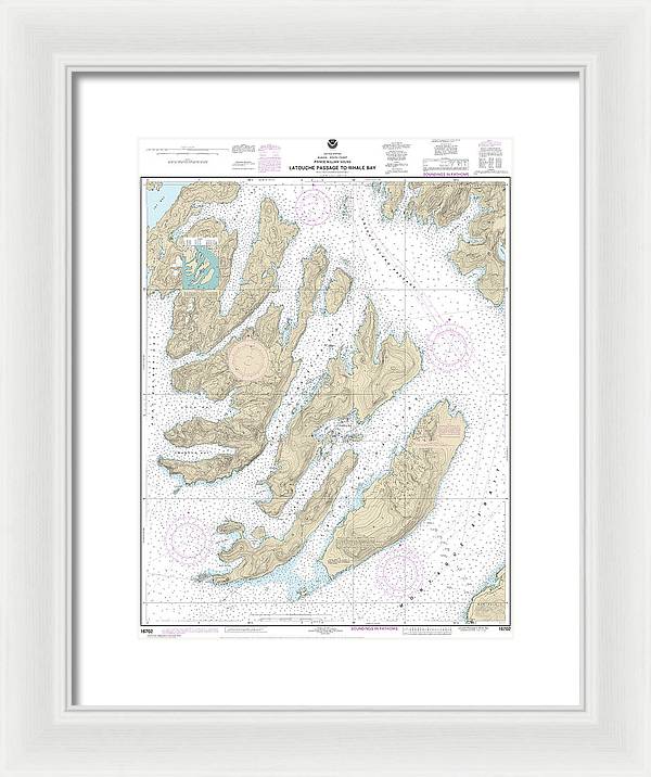 Nautical Chart-16702 Latouche Passage-whale Bay - Framed Print