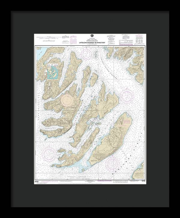 Nautical Chart-16702 Latouche Passage-whale Bay - Framed Print