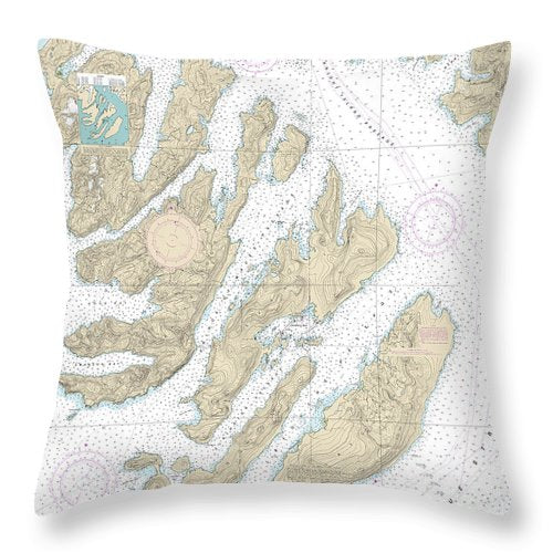 Nautical Chart-16702 Latouche Passage-whale Bay - Throw Pillow