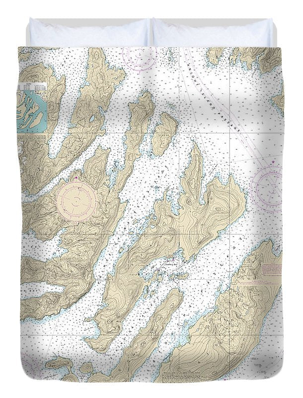 Nautical Chart-16702 Latouche Passage-whale Bay - Duvet Cover