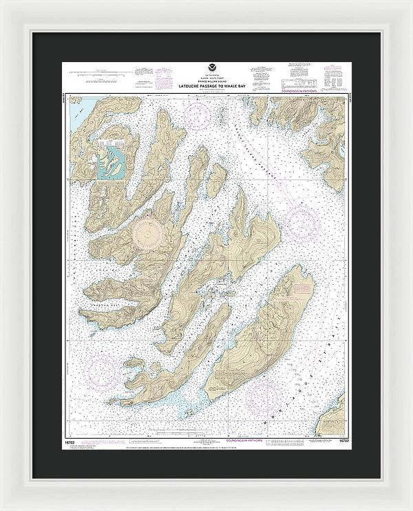 Nautical Chart-16702 Latouche Passage-whale Bay - Framed Print