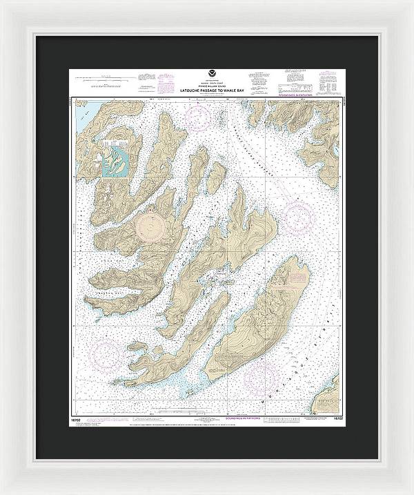 Nautical Chart-16702 Latouche Passage-whale Bay - Framed Print