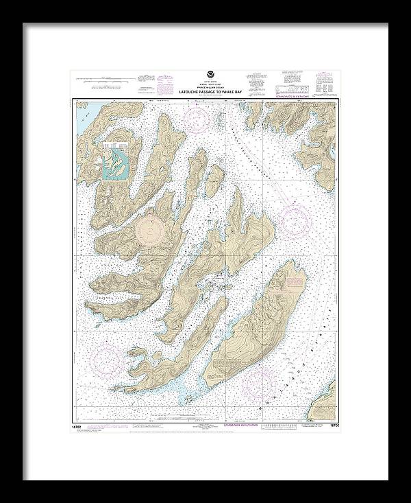 Nautical Chart-16702 Latouche Passage-whale Bay - Framed Print