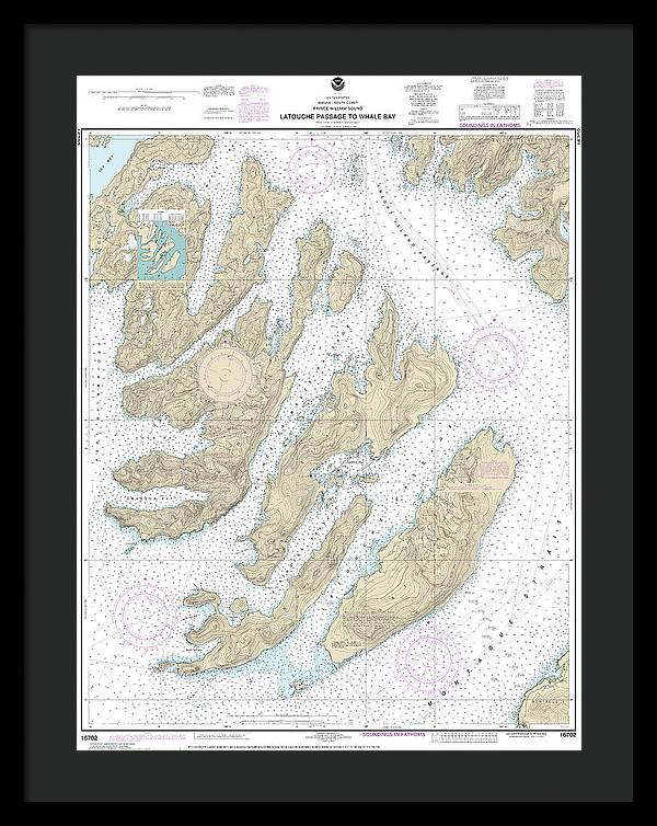 Nautical Chart-16702 Latouche Passage-whale Bay - Framed Print