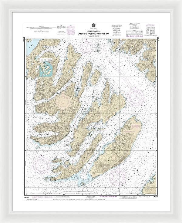 Nautical Chart-16702 Latouche Passage-whale Bay - Framed Print