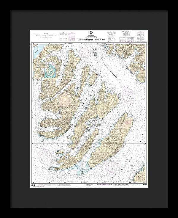 Nautical Chart-16702 Latouche Passage-whale Bay - Framed Print