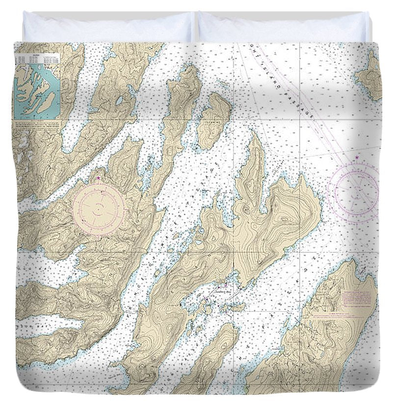 Nautical Chart 16702 Latouche Passage Whale Bay Duvet Cover