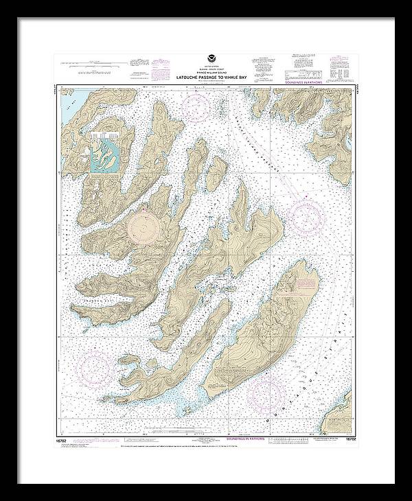 Nautical Chart-16702 Latouche Passage-whale Bay - Framed Print