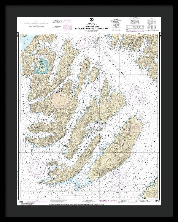 Nautical Chart-16702 Latouche Passage-whale Bay - Framed Print