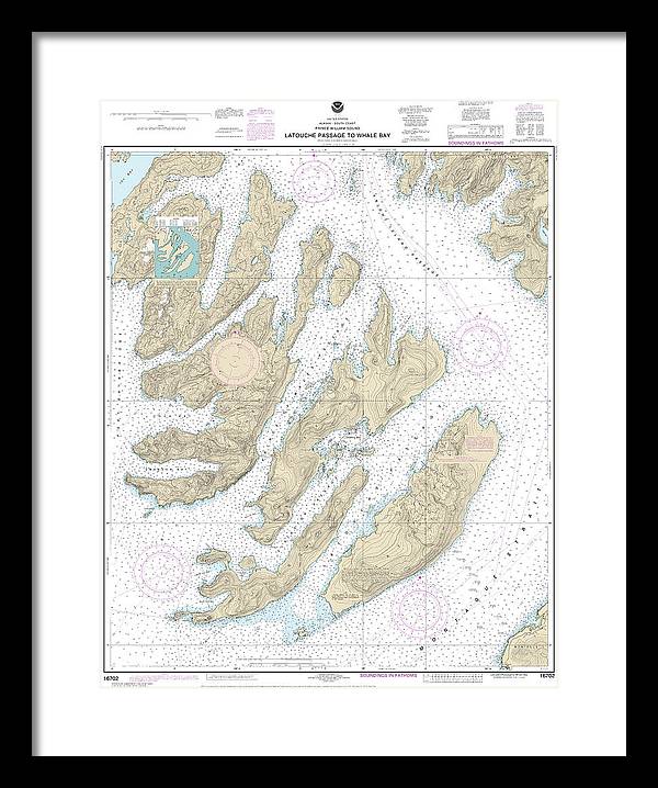 Nautical Chart-16702 Latouche Passage-whale Bay - Framed Print