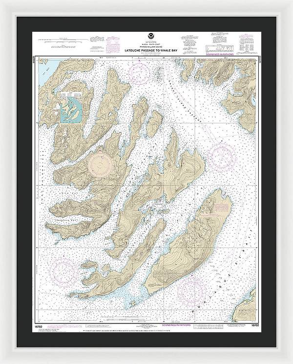 Nautical Chart-16702 Latouche Passage-whale Bay - Framed Print