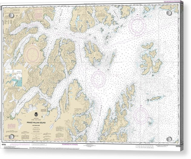 Nautical Chart-16705 Prince William Sound-western Part - Acrylic Print