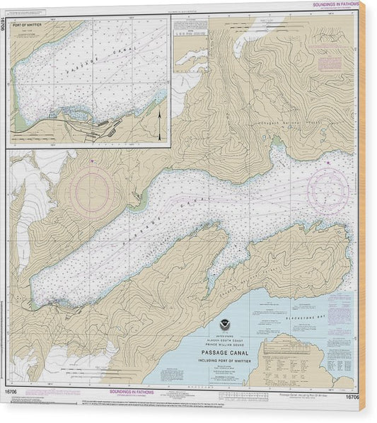Nautical Chart-16706 Passage Canal Incl Port-Whittier, Port-Whittier Wood Print