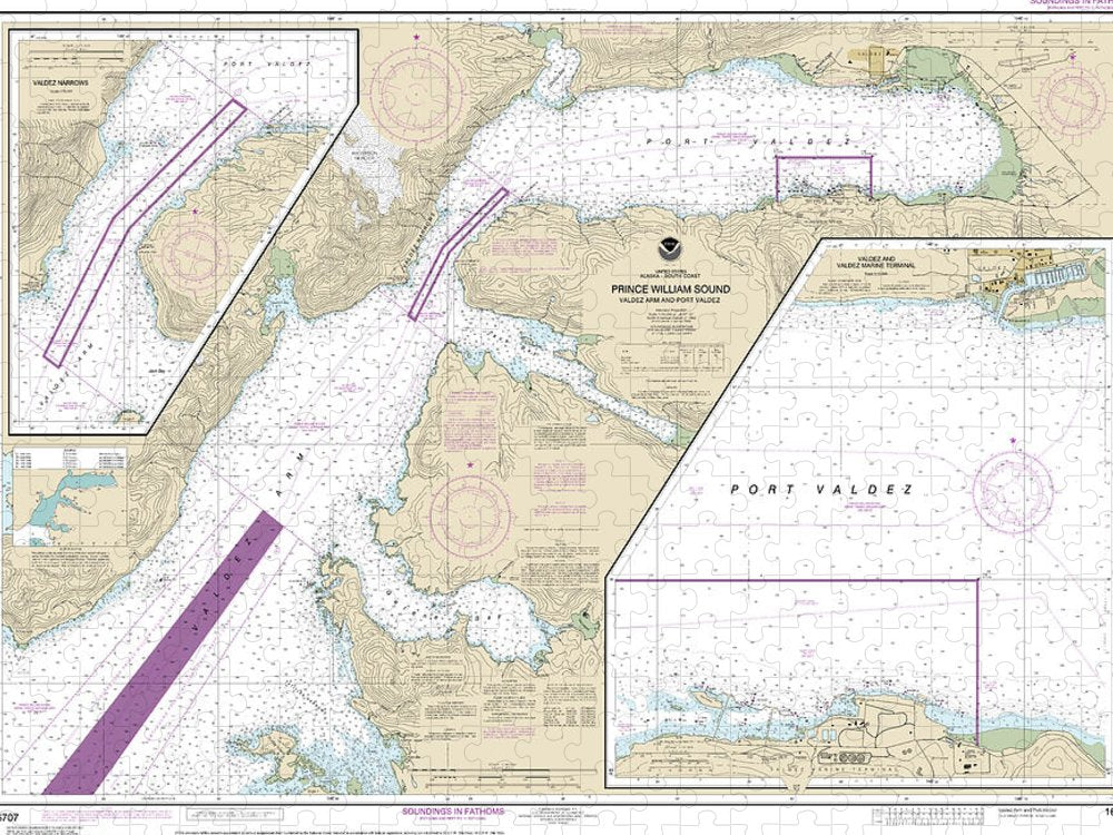 Nautical Chart 16707 Prince William Sound Valdez Arm Port Valdez, Valdez Narrows, Valdez Valdez Marine Terminal Puzzle