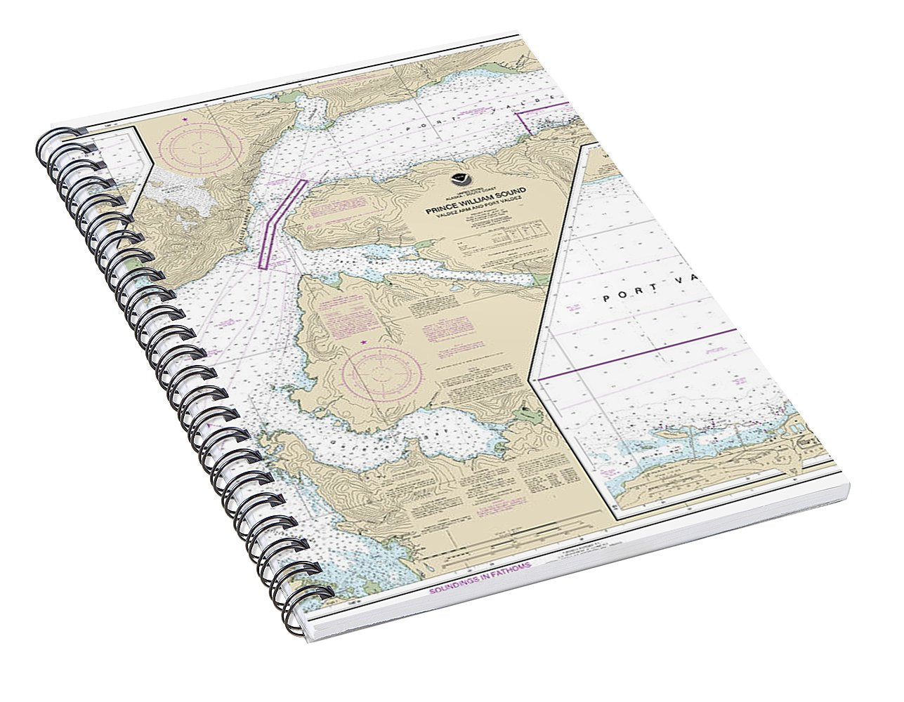 Nautical Chart-16707 Prince William Sound-valdez Arm-port Valdez, Valdez Narrows, Valdez-valdez Marine Terminal - Spiral Notebook