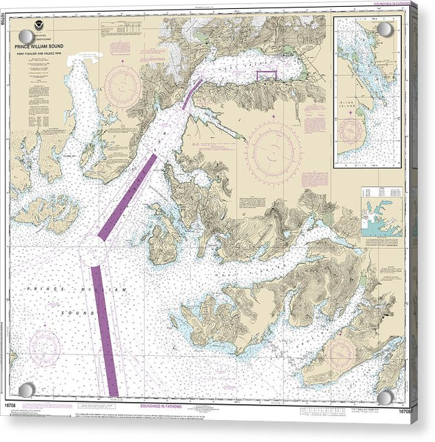 Nautical Chart-16708 Prince William Sound-port Fidalgo-valdez Arm, Tatitlek Narrows - Acrylic Print