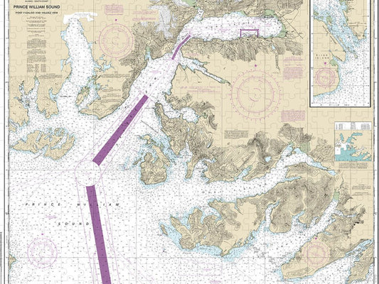 Nautical Chart 16708 Prince William Sound Port Fidalgo Valdez Arm, Tatitlek Narrows Puzzle