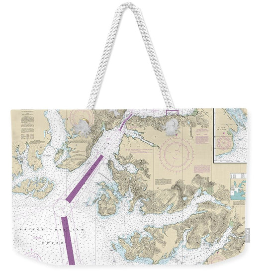 Nautical Chart-16708 Prince William Sound-port Fidalgo-valdez Arm, Tatitlek Narrows - Weekender Tote Bag