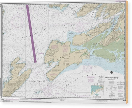 Nautical Chart-16709 Prince William Sound-Eastern Entrance Wood Print