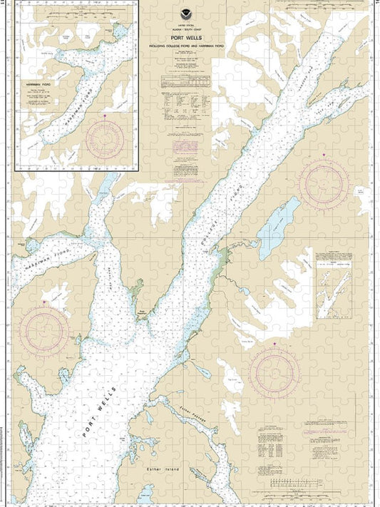Nautical Chart 16711 Port Wells, Including College Fiord Harriman Fiord Puzzle