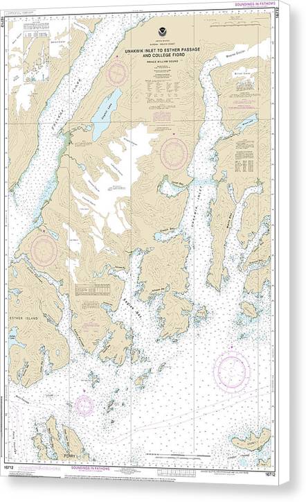 Nautical Chart-16712 Unakwik Inlet-esther Passage-college Fiord - Canvas Print