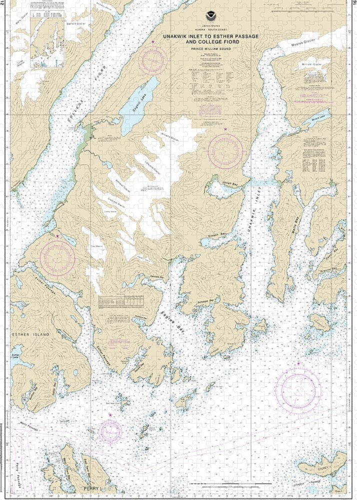 Nautical Chart-16712 Unakwik Inlet-esther Passage-college Fiord - Puzzle