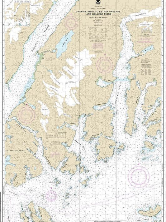 Nautical Chart 16712 Unakwik Inlet Esther Passage College Fiord Puzzle