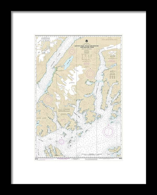 A beuatiful Framed Print of the Nautical Chart-16712 Unakwik Inlet-Esther Passage-College Fiord by SeaKoast