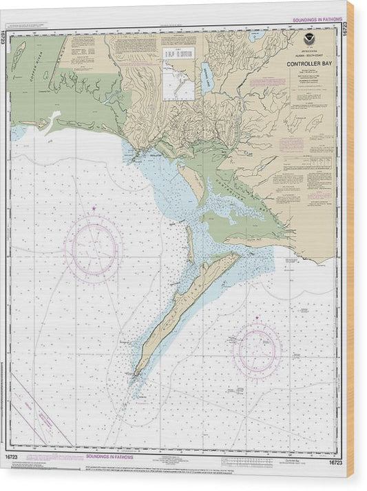 Nautical Chart-16723 Controller Bay Wood Print