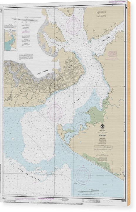 Nautical Chart-16741 Icy Bay Wood Print