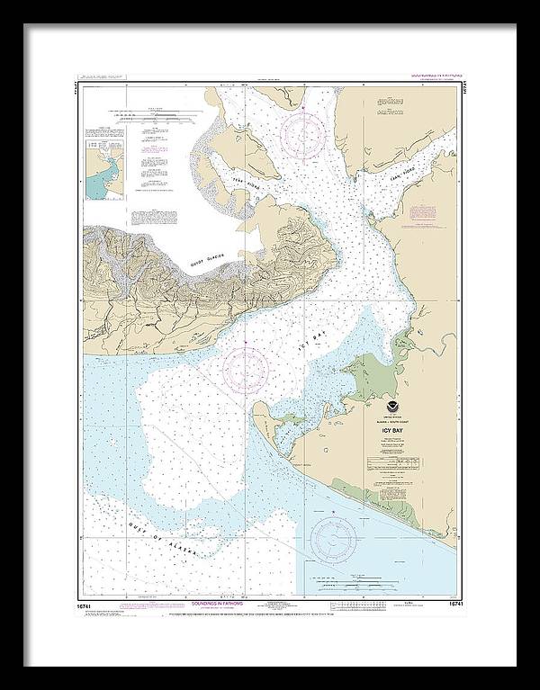 Nautical Chart-16741 Icy Bay - Framed Print