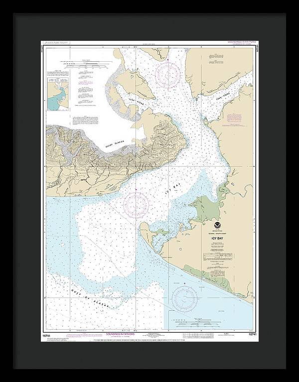 Nautical Chart-16741 Icy Bay - Framed Print