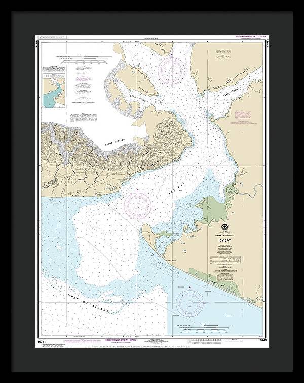 Nautical Chart-16741 Icy Bay - Framed Print