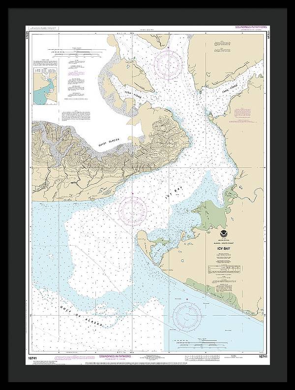 Nautical Chart-16741 Icy Bay - Framed Print