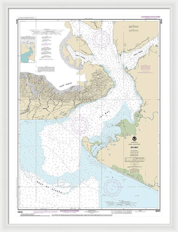 Nautical Chart-16741 Icy Bay - Framed Print