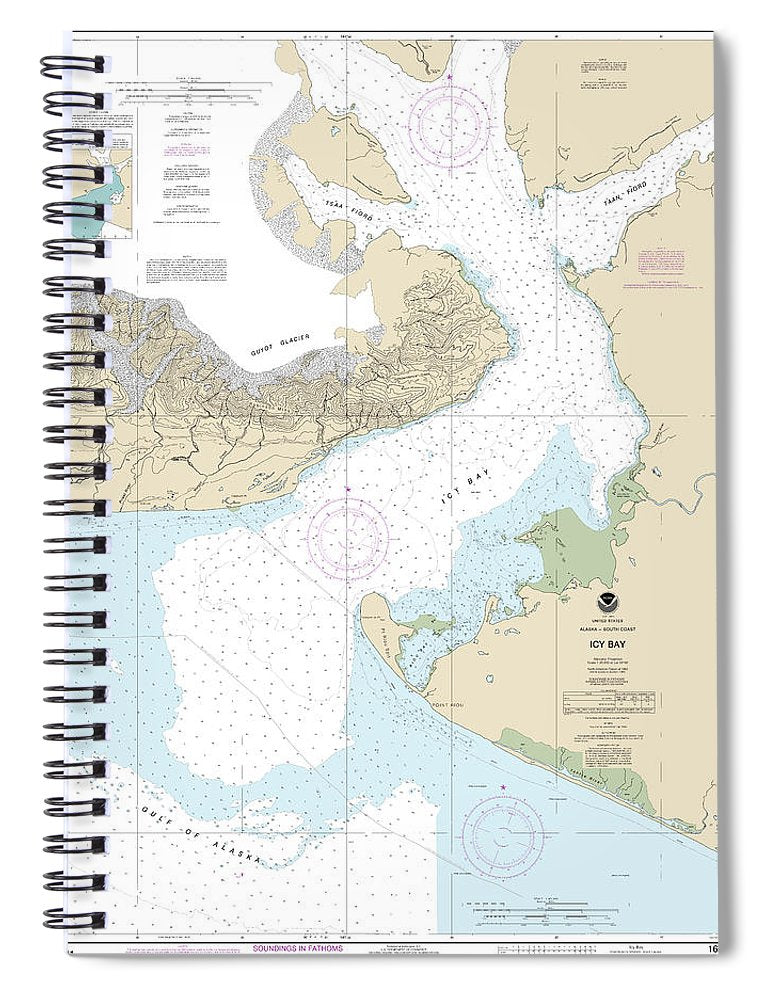 Nautical Chart 16741 Icy Bay Spiral Notebook