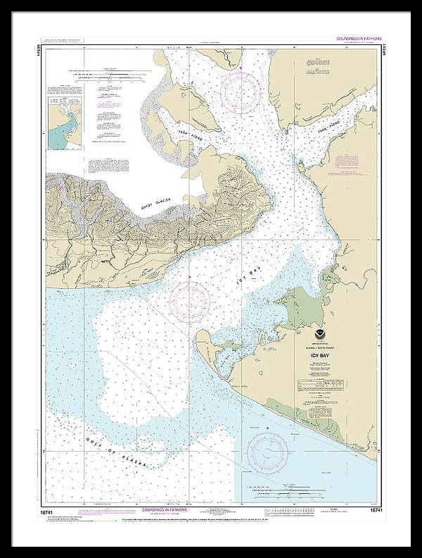 Nautical Chart-16741 Icy Bay - Framed Print