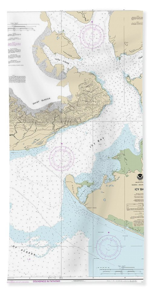 Nautical Chart-16741 Icy Bay - Bath Towel