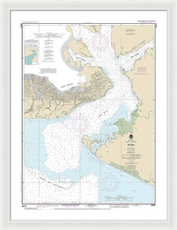 Nautical Chart-16741 Icy Bay - Framed Print