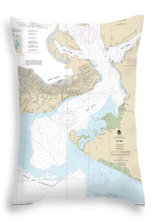 Nautical Chart-16741 Icy Bay - Throw Pillow