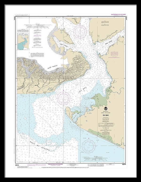 Nautical Chart-16741 Icy Bay - Framed Print