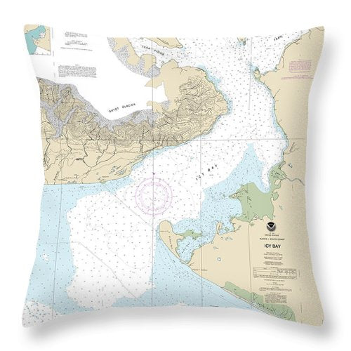 Nautical Chart-16741 Icy Bay - Throw Pillow
