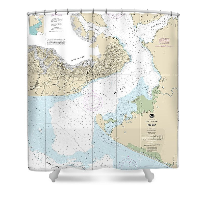 Nautical Chart 16741 Icy Bay Shower Curtain