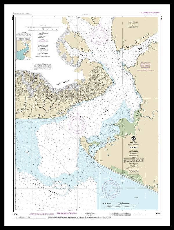 Nautical Chart-16741 Icy Bay - Framed Print