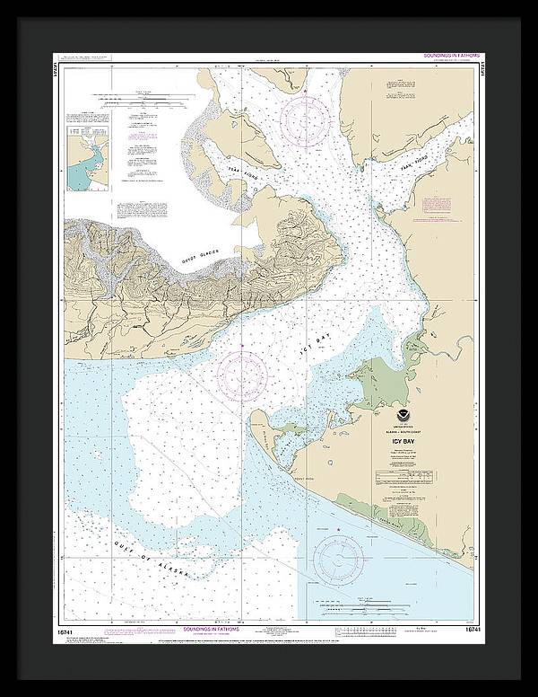 Nautical Chart-16741 Icy Bay - Framed Print