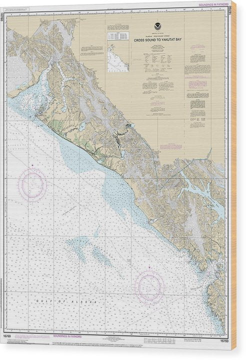 Nautical Chart-16760 Cross Sound-Yakutat Bay Wood Print