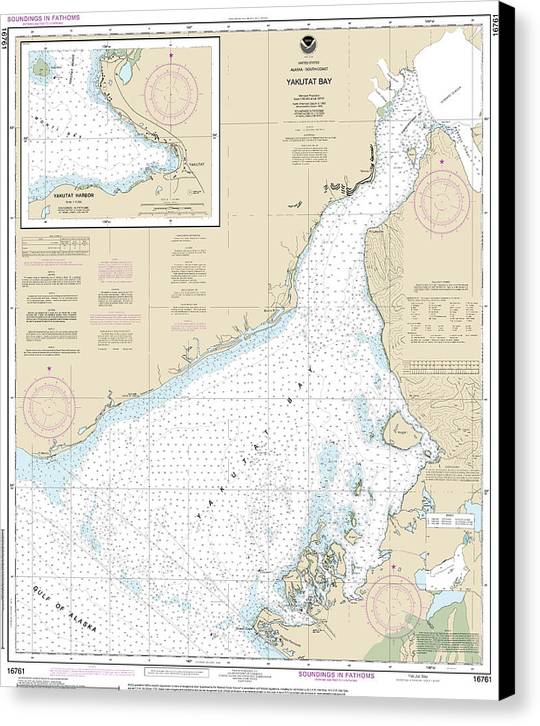 Nautical Chart-16761 Yakutat Bay, Yakutat Harbor - Canvas Print