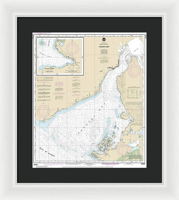 Nautical Chart-16761 Yakutat Bay, Yakutat Harbor - Framed Print