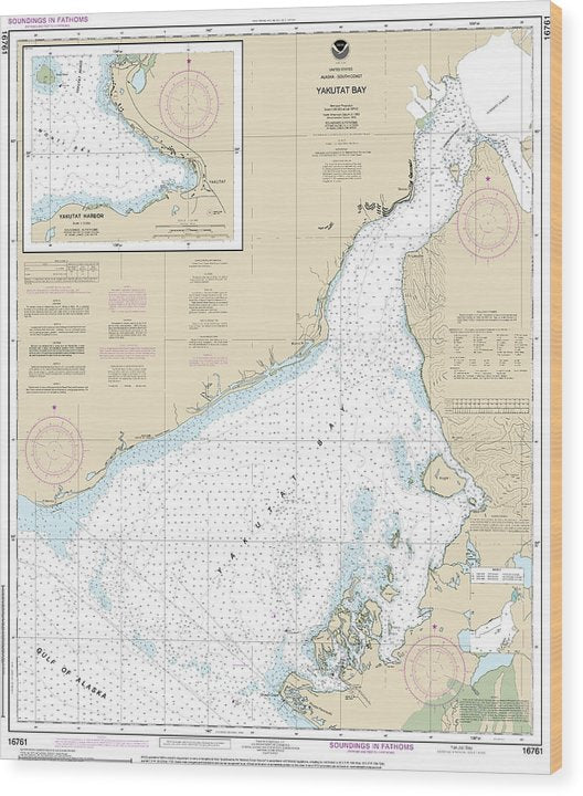 Nautical Chart-16761 Yakutat Bay, Yakutat Harbor Wood Print