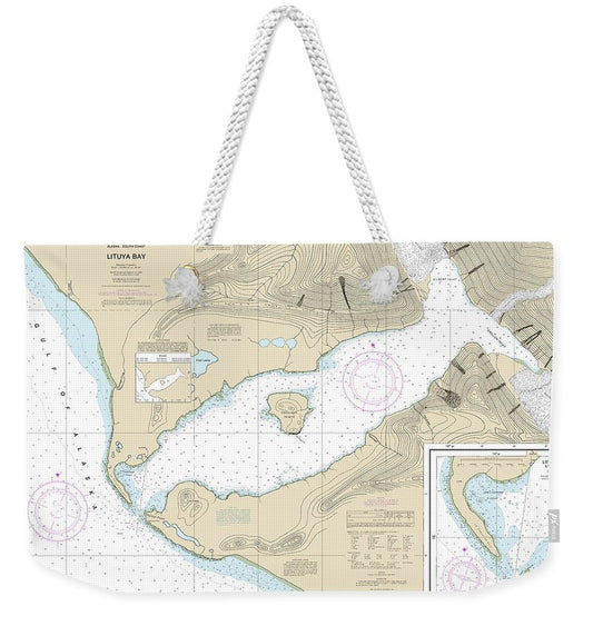 Nautical Chart-16762 Lituya Bay, Lituya Bay Entrance - Weekender Tote Bag